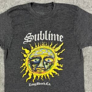 Sublime T-Shirt Unisex Size S Charcoal Sun Face Graphic Band Tee Long Beach